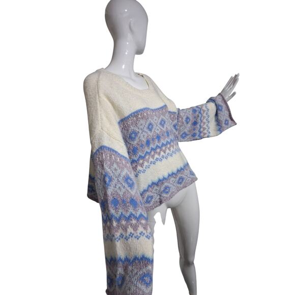 Francesca Lola Fairisle Womens size XL Oversized Cozy Fisherman Pullover Sweater - Picture 4 of 13